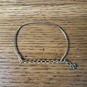 Gold Tone Thin Metal Bangle Charm Bracelet with Adjustable Chain Closure